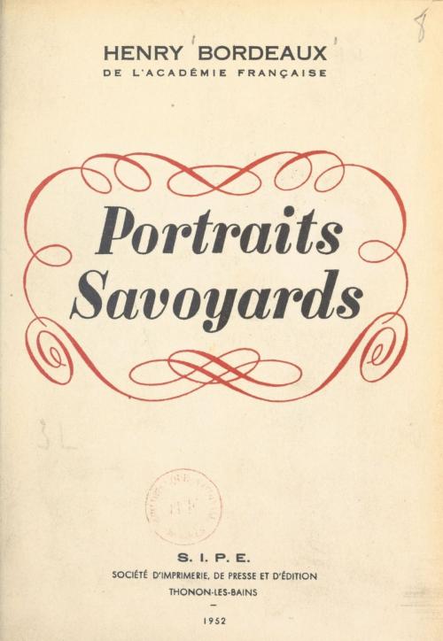 Cover of the book Portraits savoyards by Henry Bordeaux, FeniXX réédition numérique