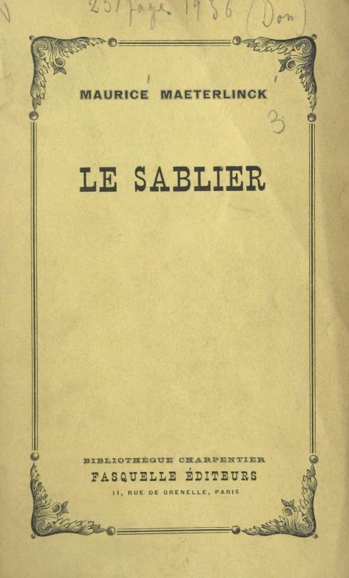 Cover of the book Le sablier by Maurice Maeterlinck, Grasset (réédition numérique FeniXX)