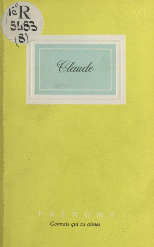 Cover of the book Claude by François Sentein, FeniXX réédition numérique