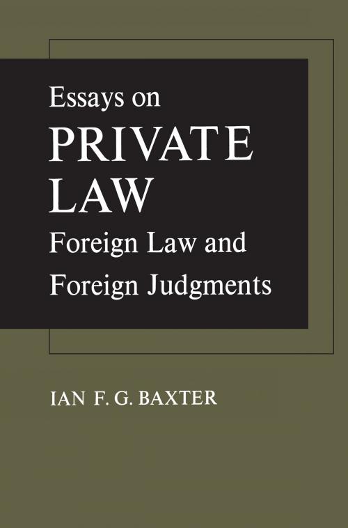 Cover of the book Essays on Private Law by Ian Baxter, University of Toronto Press, Scholarly Publishing Division