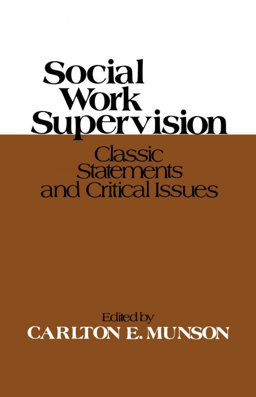 Cover of the book Social Work Supervision by Carlton E. Munson, Free Press