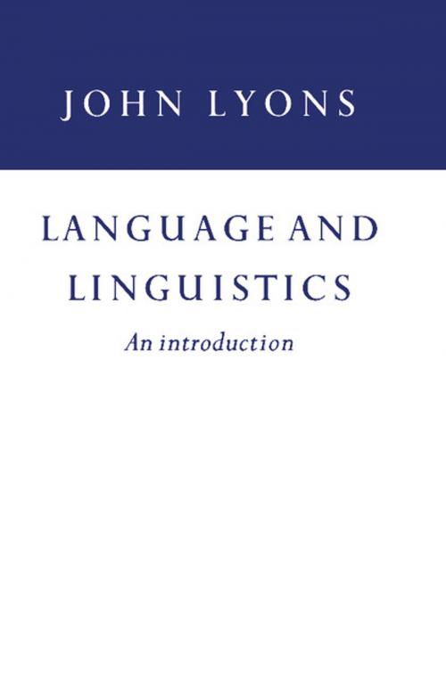 Cover of the book Language and Linguistics by John Lyons, Cambridge University Press