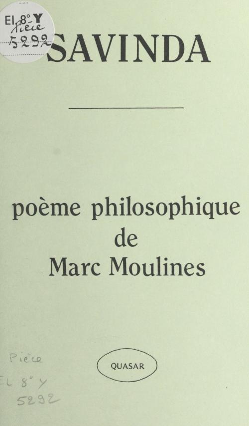 Cover of the book Savinda : poème philosophique by Marc Moulines, FeniXX réédition numérique