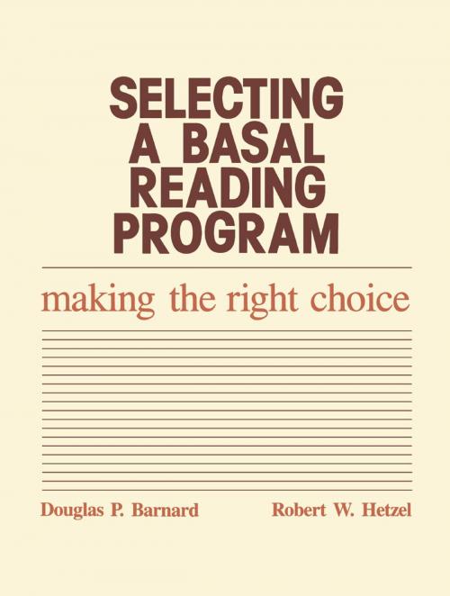 Cover of the book Selecting a Basal Reading Program by Douglas P. Barnard, Robert W. Hetzel, R&L Education