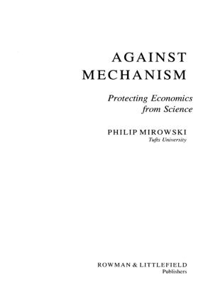 Cover of the book Against Mechanism by Patrick H. McNamara
