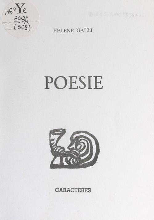 Cover of the book Poésie by Hélène Galli, Bruno Durocher, Caractères (réédition numérique FeniXX)