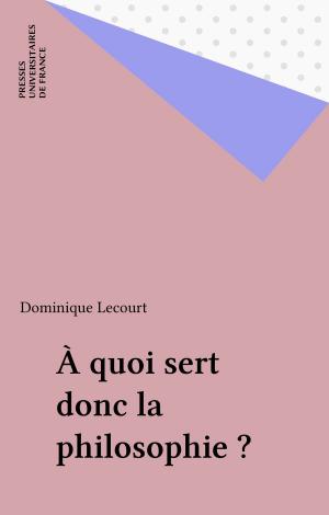 Cover of the book À quoi sert donc la philosophie ? by Anne-Françoise Schmid