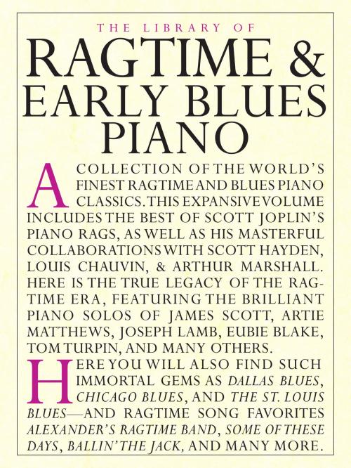 Cover of the book The Library of Ragtime & Early Blues Piano by Amsco Publications, Music Sales Limited