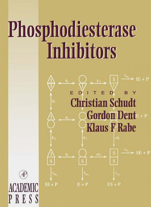 Cover of the book Phosphodiesterase Inhibitors by Clive Page, Christian Schudt, Gordon Dent, Klaus F. Rabe, Elsevier Science