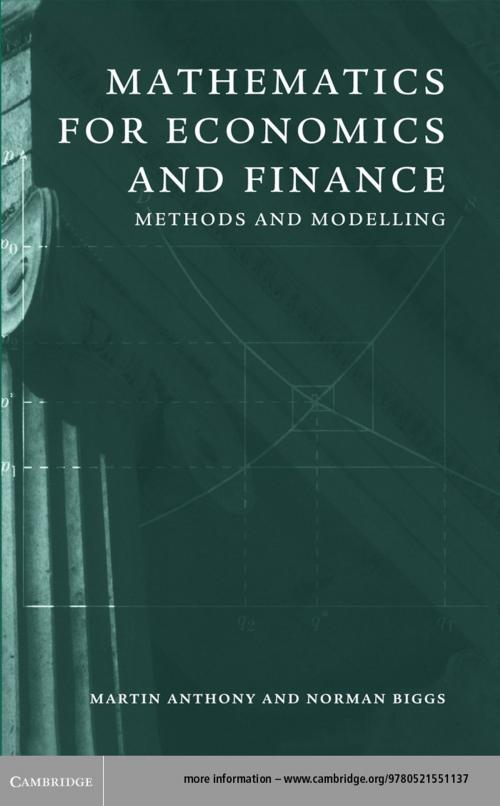Cover of the book Mathematics for Economics and Finance by Martin Anthony, Norman Biggs, Cambridge University Press