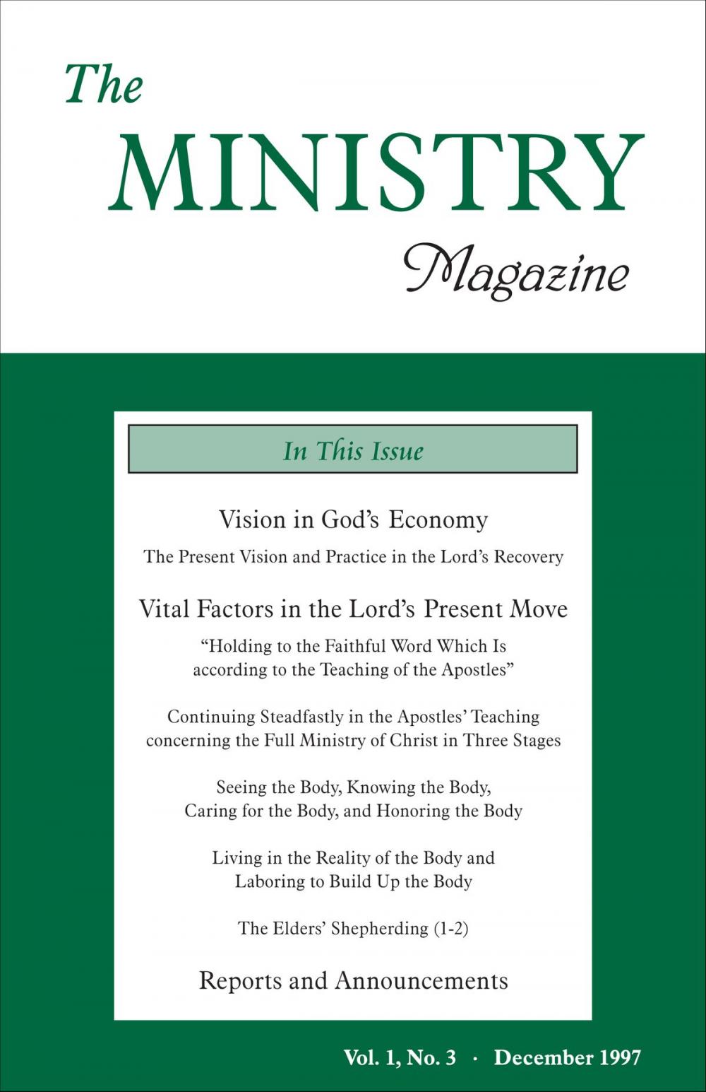 Big bigCover of The Ministry of the Word, Vol. 1, No 3