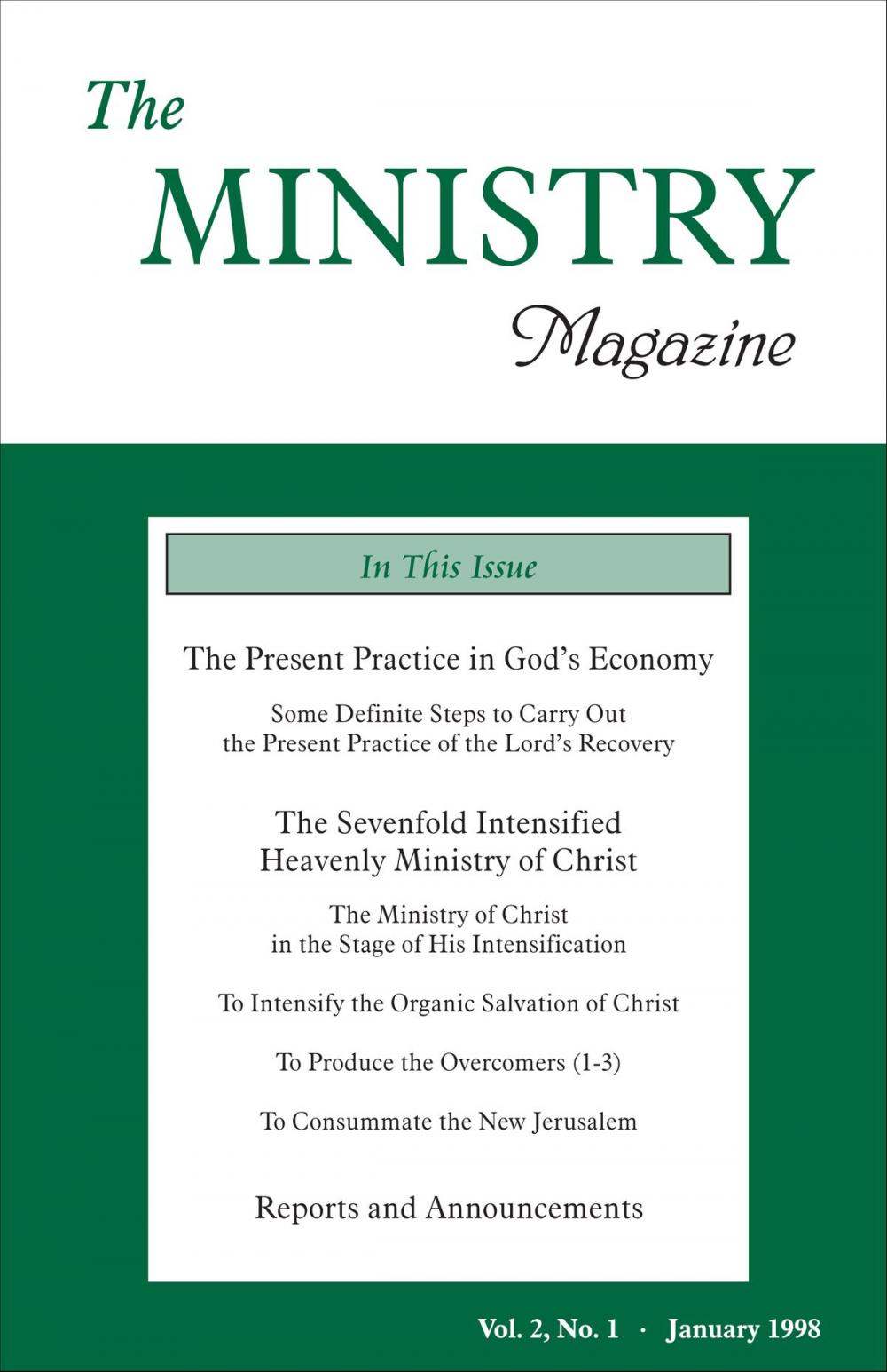 Big bigCover of The Ministry of the Word, Vol. 2, No 1