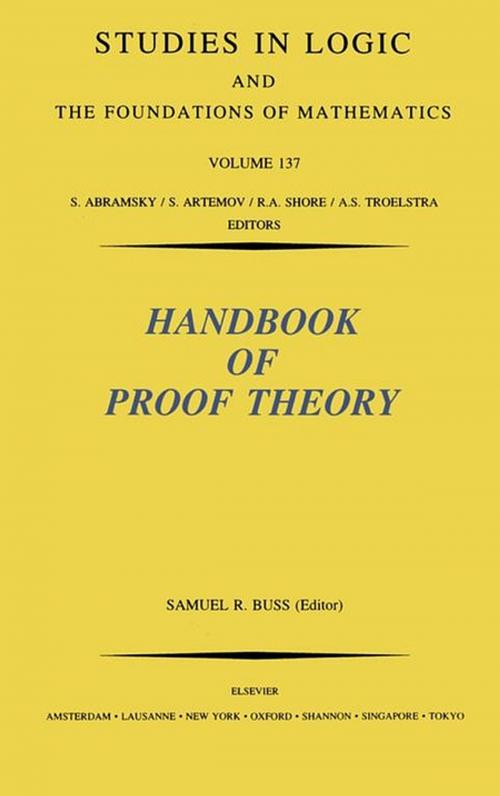 Cover of the book Handbook of Proof Theory by , Elsevier Science