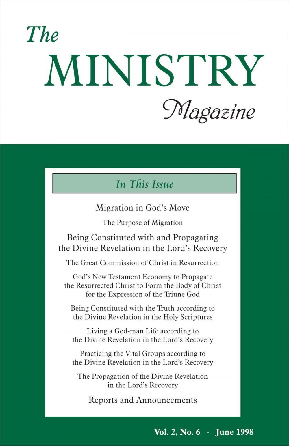 Big bigCover of The Ministry of the Word, Vol. 2, No 6