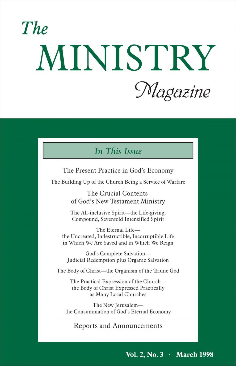 Big bigCover of The Ministry of the Word, Vol. 2, No 3