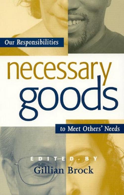 Cover of the book Necessary Goods by Gillian Brock, Professor of Philosophy at the University of Auckland, New Zealand, Rowman & Littlefield Publishers