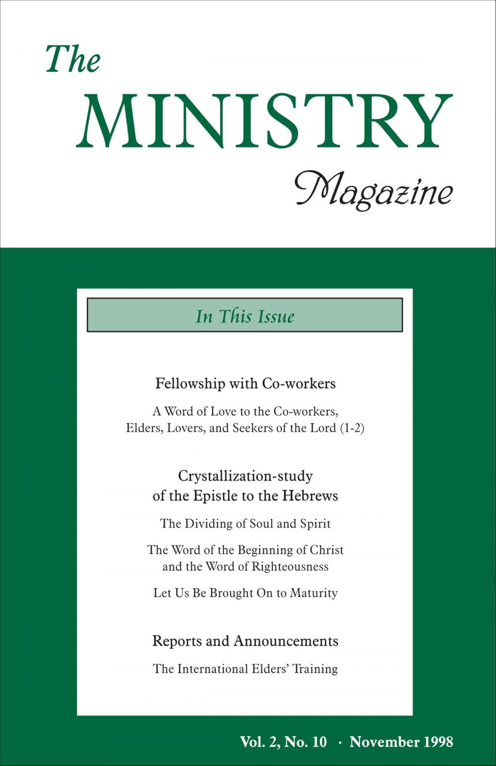 Big bigCover of The Ministry of the Word, Vol. 2, No 10