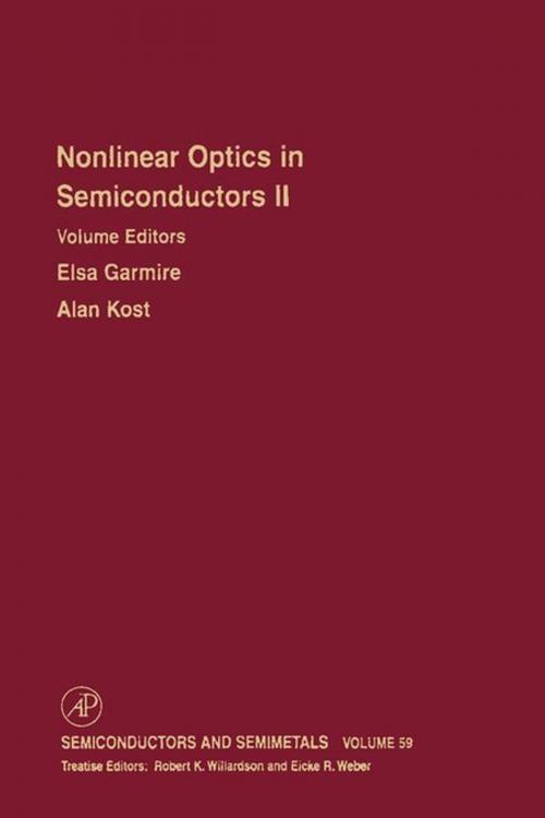 Cover of the book Nonlinear Optics in Semiconductors II by Eicke R. Weber, Elsa Garmire, Alan Kost, R. K. Willardson, Elsevier Science