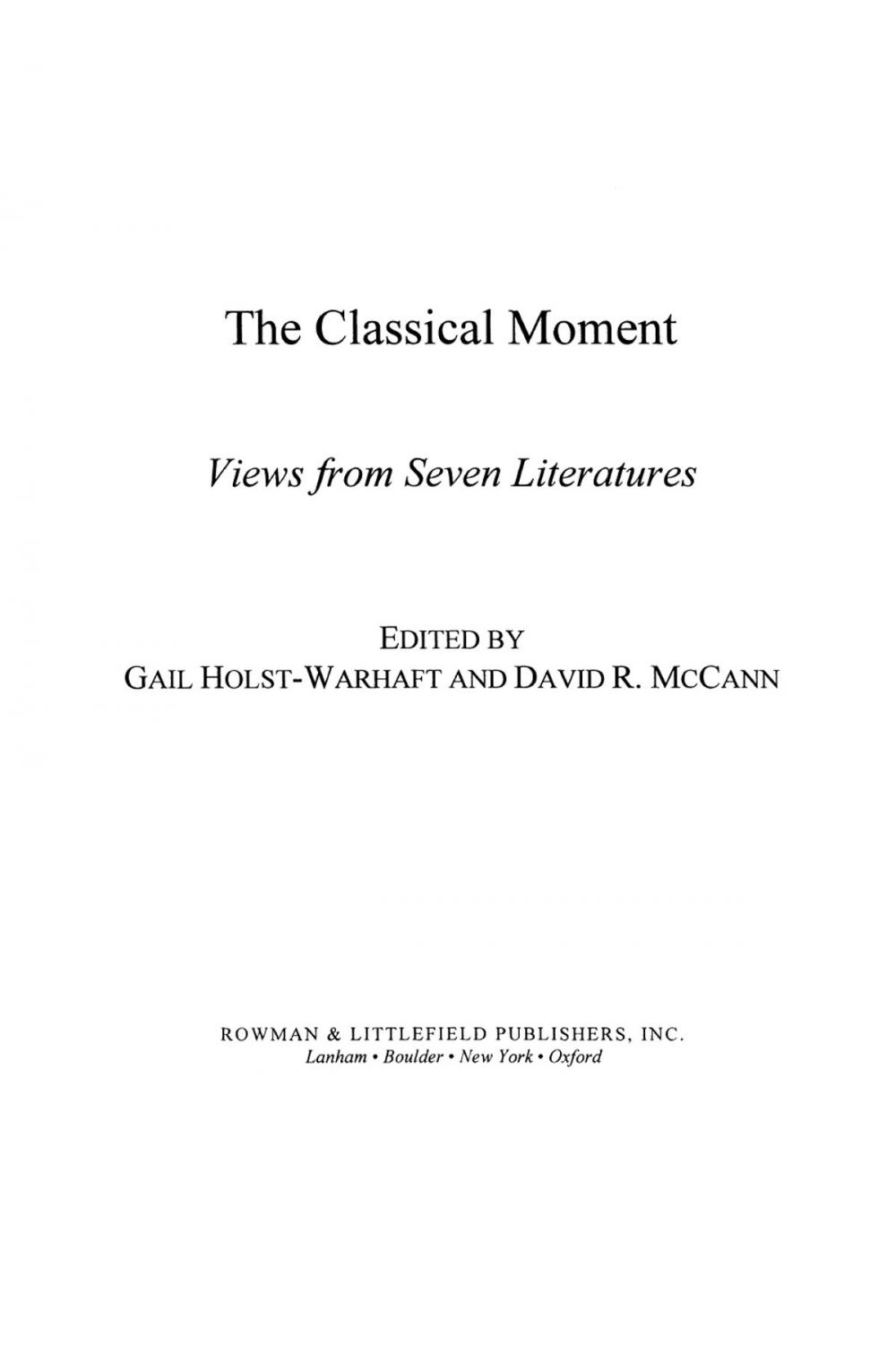 Big bigCover of The Classical Moment
