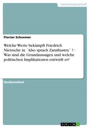 Cover of the book Welche Werte bekämpft Friedrich Nietzsche in ´Also sprach Zarathustra´ ? - Was sind die Grundaussagen und welche politischen Implikationen entwirft er? by Nicolas Klein