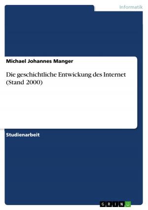 Cover of the book Die geschichtliche Entwickung des Internet (Stand 2000) by Berit Eichler