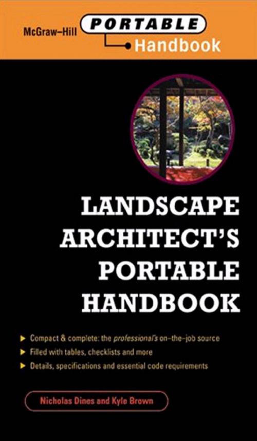 Cover of the book Landscape Architect's Portable Handbook by Nicholas T. Dines, Kyle D. Brown, McGraw-Hill Education