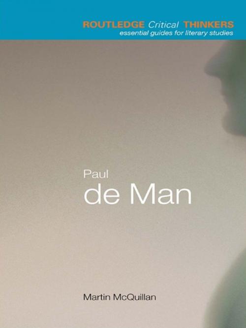 Cover of the book Paul de Man by Martin McQuillian, Taylor and Francis