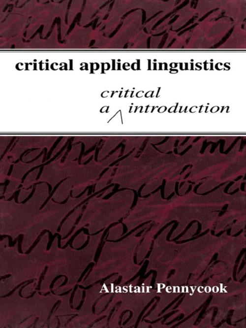 Cover of the book Critical Applied Linguistics by Alastair Pennycook, Taylor and Francis