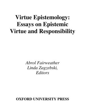Cover of the book Virtue Epistemology by Thomas Hardy