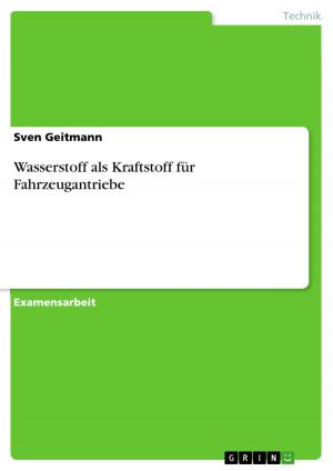 Cover of the book Wasserstoff als Kraftstoff für Fahrzeugantriebe by Marco Nowacki