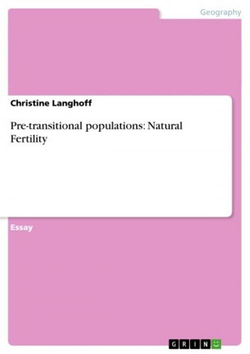Cover of the book Pre-transitional populations: Natural Fertility by Christine Langhoff, GRIN Publishing