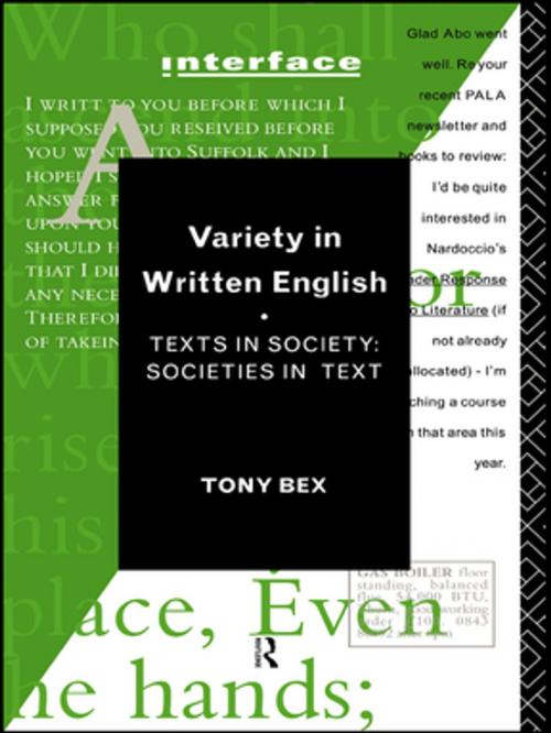 Cover of the book Variety in Written English by Tony Bex, Taylor and Francis