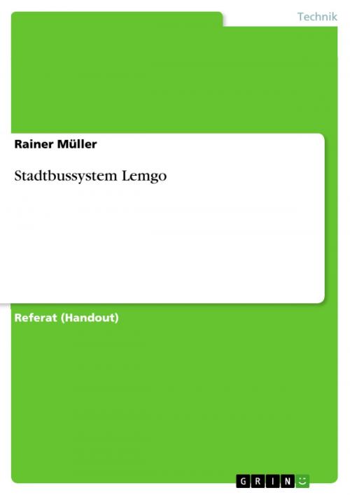 Cover of the book Stadtbussystem Lemgo by Rainer Müller, GRIN Verlag