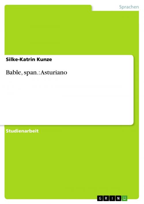 Cover of the book Bable, span.: Asturiano by Silke-Katrin Kunze, GRIN Verlag