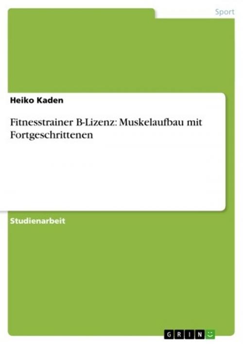 Cover of the book Fitnesstrainer B-Lizenz: Muskelaufbau mit Fortgeschrittenen by Heiko Kaden, GRIN Verlag