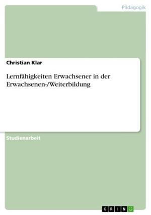 Cover of the book Lernfähigkeiten Erwachsener in der Erwachsenen-/Weiterbildung by Juliane Hack
