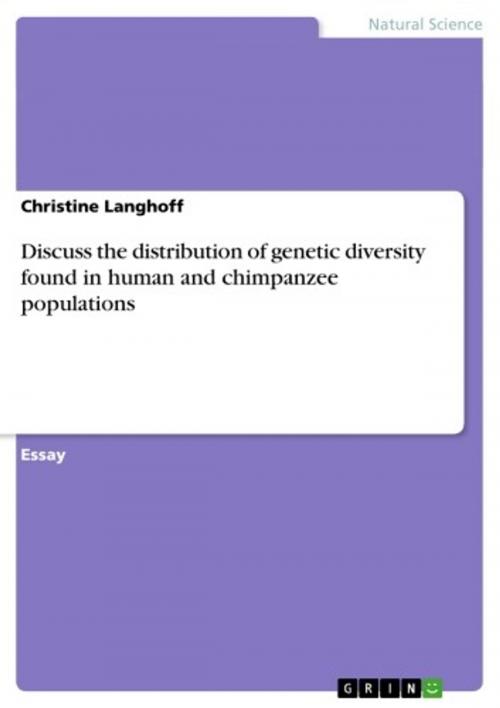 Cover of the book Discuss the distribution of genetic diversity found in human and chimpanzee populations by Christine Langhoff, GRIN Publishing