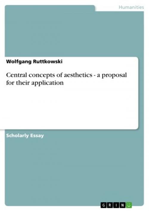 Cover of the book Central concepts of aesthetics - a proposal for their application by Wolfgang Ruttkowski, GRIN Publishing