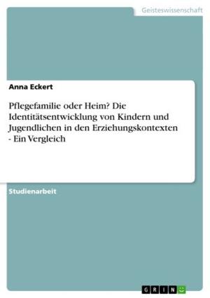Cover of the book Pflegefamilie oder Heim? Die Identitätsentwicklung von Kindern und Jugendlichen in den Erziehungskontexten - Ein Vergleich by Andrea Tauber