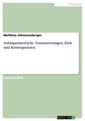 Cover of the book Anfangsunterricht - Voraussetzungen, Ziele und Konsequenzen by Dominik Ertl