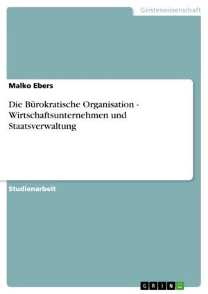 Cover of the book Die Bürokratische Organisation - Wirtschaftsunternehmen und Staatsverwaltung by Ninette Schmidt