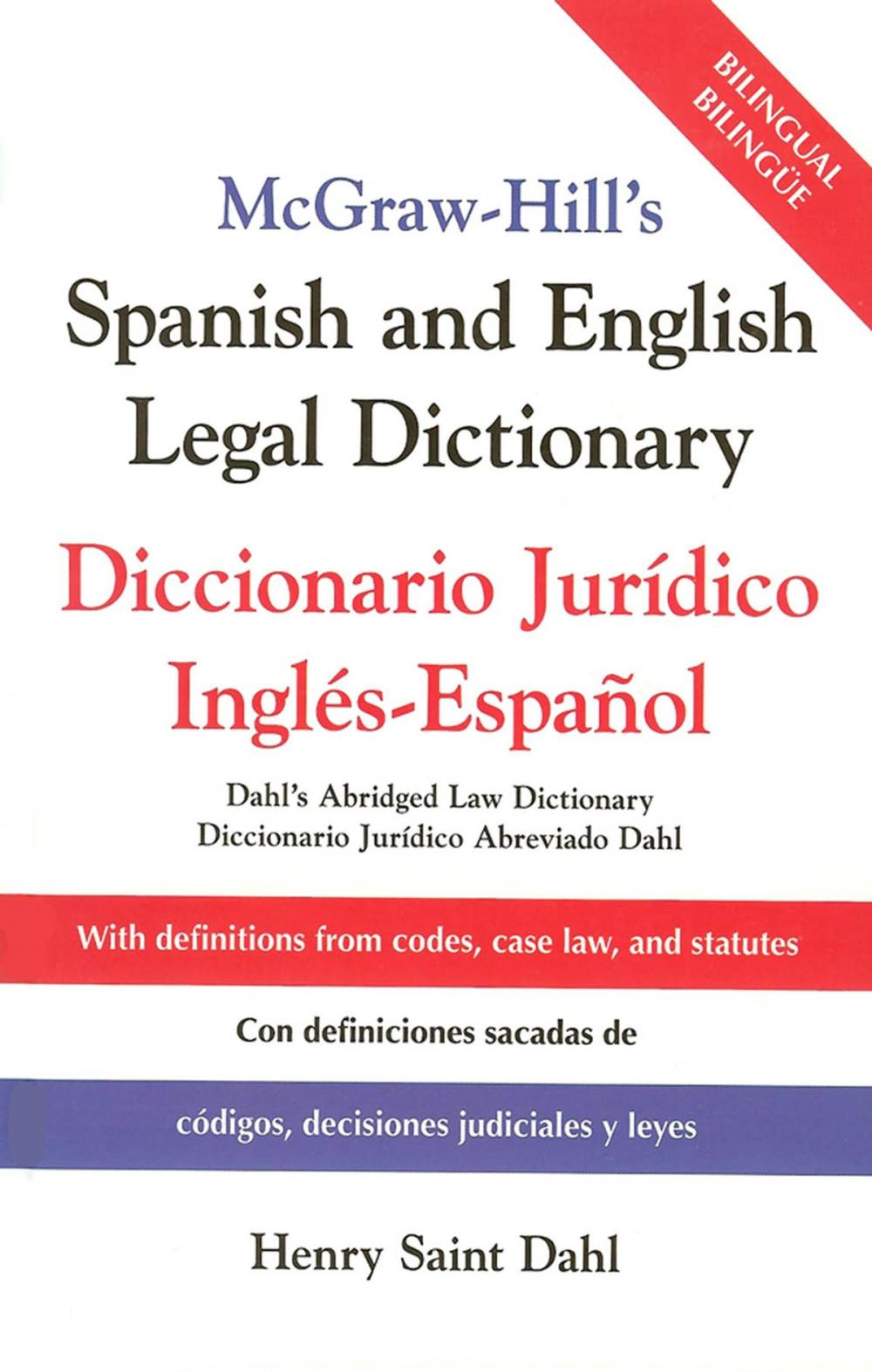 Big bigCover of McGraw-Hill's Spanish and English Legal Dictionary