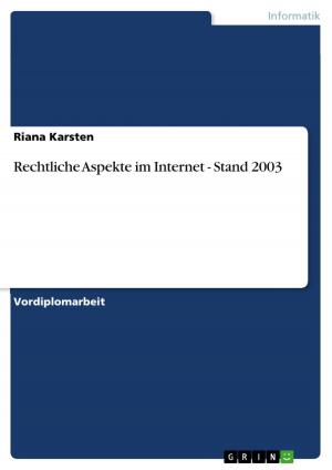 Cover of the book Rechtliche Aspekte im Internet - Stand 2003 by Heike Simons