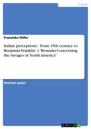Cover of the book Indian perceptions - From 15th century to Benjamin Franklin´s 'Remarks Concerning the Savages of North America' by Daniel Detzer