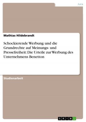 Cover of the book Schockierende Werbung und die Grundrechte auf Meinungs- und Pressefreiheit: Die Urteile zur Werbung des Unternehmens Benetton by Anika Schürholz