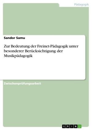 Cover of the book Zur Bedeutung der Freinet-Pädagogik unter besonderer Berücksichtigung der Musikpädagogik by Mathias Wick