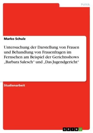 Cover of the book Untersuchung der Darstellung von Frauen und Behandlung von Frauenfragen im Fernsehen am Beispiel der Gerichtsshows 'Barbara Salesch' und 'Das Jugendgericht' by Bernhard Riedl