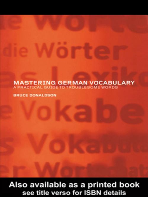 Cover of the book Mastering German Vocabulary by Bruce Donaldson, Taylor and Francis