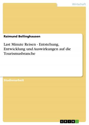 Cover of the book Last Minute Reisen - Entstehung, Entwicklung und Auswirkungen auf die Tourismusbranche by Daniel Aengenheyster