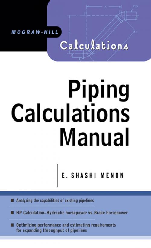 Cover of the book Piping Calculations Manual by Shashi Menon, McGraw-Hill Education